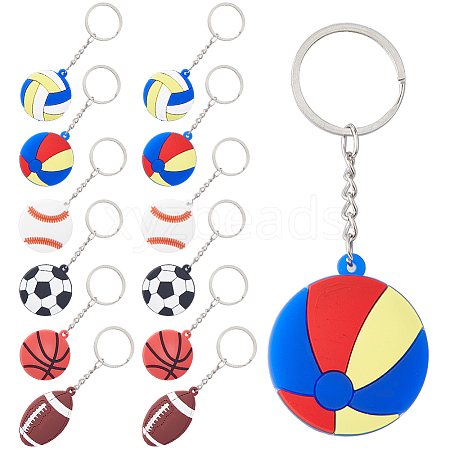 CREATCABIN 24Pcs 6 Style PVC Plastic Pendant Keychain KEYC-CN0001-02-1