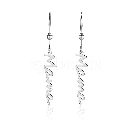 Simple Stainless Steel Mama Dangle Earrings for Mother's Day QW8429-4-1