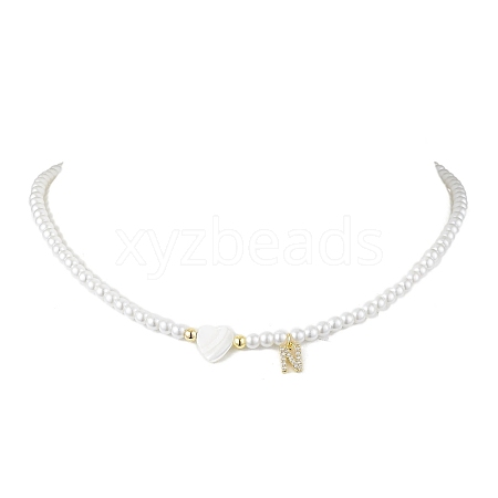 Brass Micro Pave Grade AAA Cubic Zirconia Letter Pendant Necklaces NJEW-JN04771-14-1