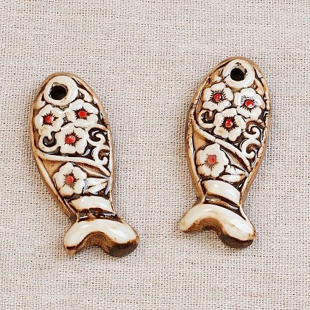 Handmade Porcelain Big Pendants PORC-Z003-01B-1