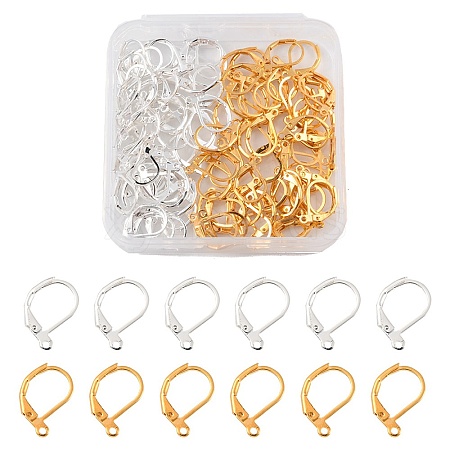 100Pcs 2 Colors Brass Leverback Earring Findings KK-YW0001-67-1