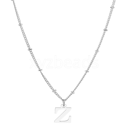 1Pc Brass Chain & 304 Stainless Steel Letter Pendant Necklaces NJEW-LP0001-35Z-P-1