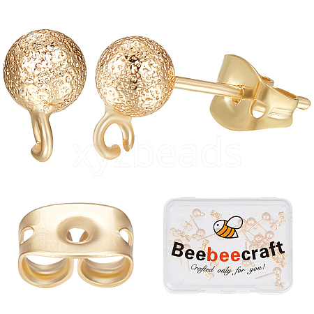 Beebeecraft 20Pcs Brass Ball Stud Earring Findings KK-BBC0007-13-1
