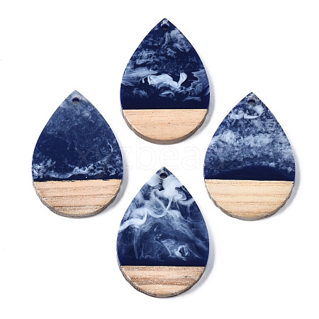 Opaque Resin & Walnut Wood Pendants X-RESI-T035-28-B01-1