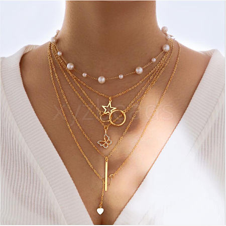 Alloy Pendant Layered Chain Necklaces for Women WGC39CD-03-1