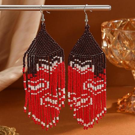 Red Tassel Heart Pattern Dangle Earrings ZJ8556-1