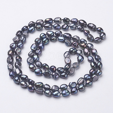 Natural Pearl Beaded Necklaces NJEW-P149-01B-01-1