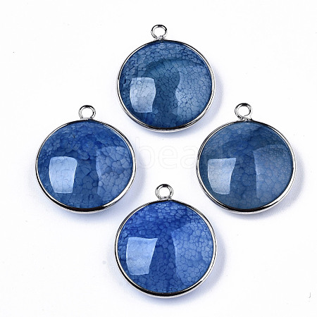 Natural Crackle Agate Pendants G-N326-87A-07-1