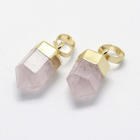 Natural Rose Quartz Pointed Charms G-G720-12-G07-1