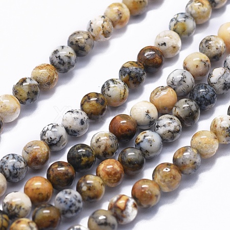 Natural Black Moss Jasper Beads Strands G-K293-F02-B-1