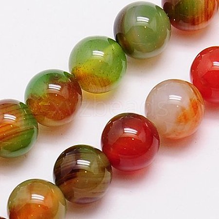 Natural Peacock Agate Beads Strands G-G444-10mm-02-1