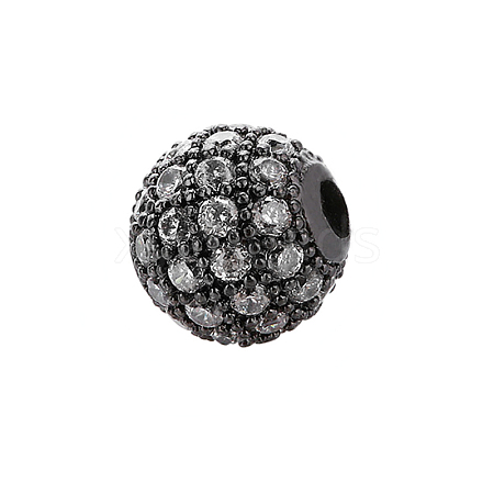 CZ Brass Micro Pave Grade AAA Clear Color Cubic Zirconia Round Beads KK-O065-6mm-05B-NR-1