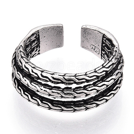 Men's Triple Line Alloy Open Cuff Ring RJEW-N029-091-1