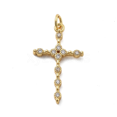 Real 18K Gold Plated Brass Micro Pave Cubic Zirconia Pendants KK-L209-101G-02-1