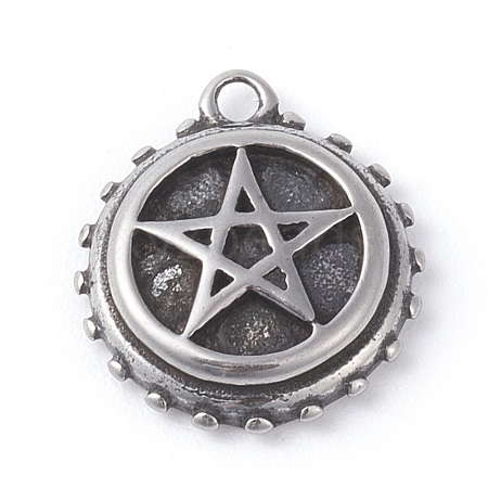 316 Surgical Stainless Steel Pentacle Charms STAS-G186-33AS-1