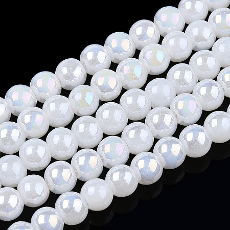 Electroplate Imitation Jade Glass Beads Strands GLAA-T032-J4mm-AB01-1
