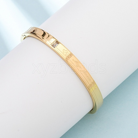 My Forever 304 Stainless Steel Micro Pave Cubic Zirconia Hinged Bangles for Women BJEW-B161-12G-01-1