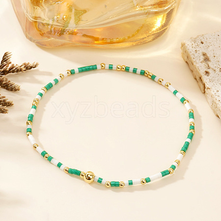 Christmas Theme Glass Seed Beads Stretch Bracelets for Women Men QL3025-2-1