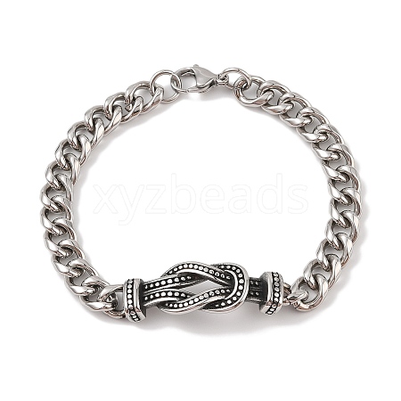 304 Stainless Steel Viking Knot Link Chain Bracelets for Men BJEW-B096-37AS-1