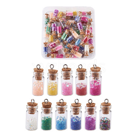 Glass Wishing Bottle Pendant Decorations GLAA-TA0001-08-1