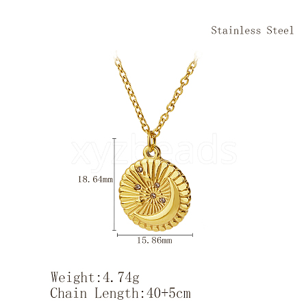 Stylish Stainless Steel Sunbeam Pendant Necklace for Women's Daily Wear KZ7444-1-1