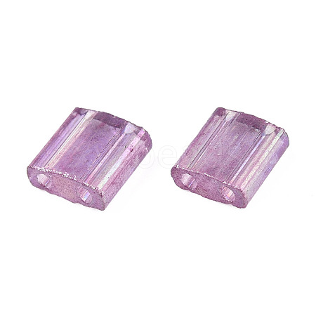 Plating 2-Hole Transparent Glass Seed Beads LS-SEED-N004-008-1