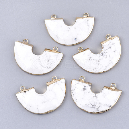 Electroplate Natural Howlite Semi Circle Pendants G-S344-42I-1