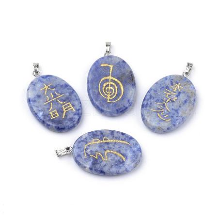 Natural Blue Spot Jasper Pendants G-R443-03C-1