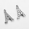 Initial Letter Brass Micro Pave Cubic Zirconia Pendants ZIRC-F008-A-1