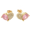 Brass Pave Cubic Zirconia Stud Earrings EJEW-M088-03G-02-1