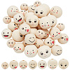   38Pcs 7 Styles Round Printed Wood Beads WOOD-PH0002-62-1