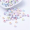 Craft Style Mixed Color Chunky Letter Acrylic Flat Round Beads for Kids Jewelry X-MACR-R481-M-1