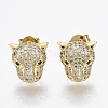 Brass Micro Pave Cubic Zirconia Stud Earrings EJEW-T046-008G-NF-1