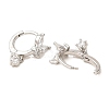 Butterfly Platinum Brass Dangle Hoop Earrings EJEW-L270-11P-3