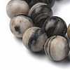 Natural Black Silk Stone/Netstone Round Beads Strands G-N0148-03-12mm-2