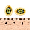 Natural Freshwater Shell Double Face Printed Oval Charms SHEL-T020-05D-3