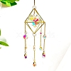 Rhombus Brass with Iron Chain Hanging Ornaments PW-WG5D558-01-2