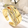 Rack Plating Brass Micro Pave Clear Cubic Zirconia Cuff Finger Rings for Women RJEW-M028-29G-5