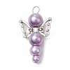 Pearlized Glass Pearl Bead Pendants PALLOY-JF03204-05-3