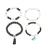 4Pcs 4 Style Natural & Synthetic Mixed Gemstone Beaded Stretch Bracelets Set BJEW-JB08189-4