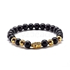 Natural Lava Rock & Synthetic Black Stone & Non-magnetic Hematite Round Beads Energy Stretch Bracelets Set BJEW-JB06971-9