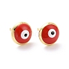 Enamel Evil Eye Stud Earrings EJEW-A072-25LG-2