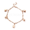 304 Stainless Steel Charm Bracelets STAS-B021-18RG-1