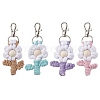 4Pcs 4 Colors Flower Woven Cotton Pendant Decorations HJEW-JM02823-1