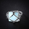 Brass & Opalite Finger Rings FS-WG78CCB-04-3