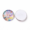 Half Round/Dome Floral Printed Glass Cabochons GGLA-A002-25mm-UU-2