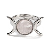 Natural Rose Quartz Adjustable Rings RJEW-K271-01P-08-2