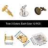 36Pcs 3 Colors Brass Cufflinks KK-PJ0001-17-3