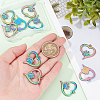 Beebeecraft 10Pcs Rainbow Color 304 Stainless Steel Pendant Cabochon Settings For Enamel STAS-BBC0001-13-3