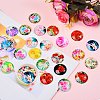 Flower Printed Glass Cabochons GGLA-SZ0001-15-2